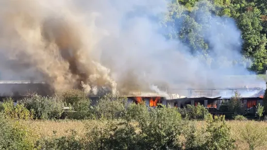 Golema buktinja guta tvornicu kraj Pleternice! U opasnosti obiteljska kuća, stižu prve snimke
