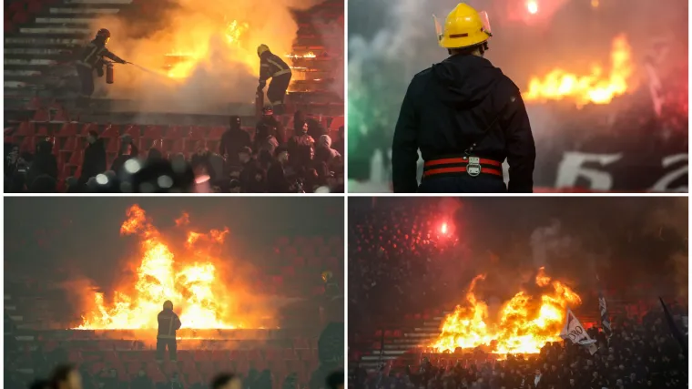 Grobari zapalili Marakanu, vatrogasci gasili veliku vatru: 'Skandalozne scene u Beogradu'